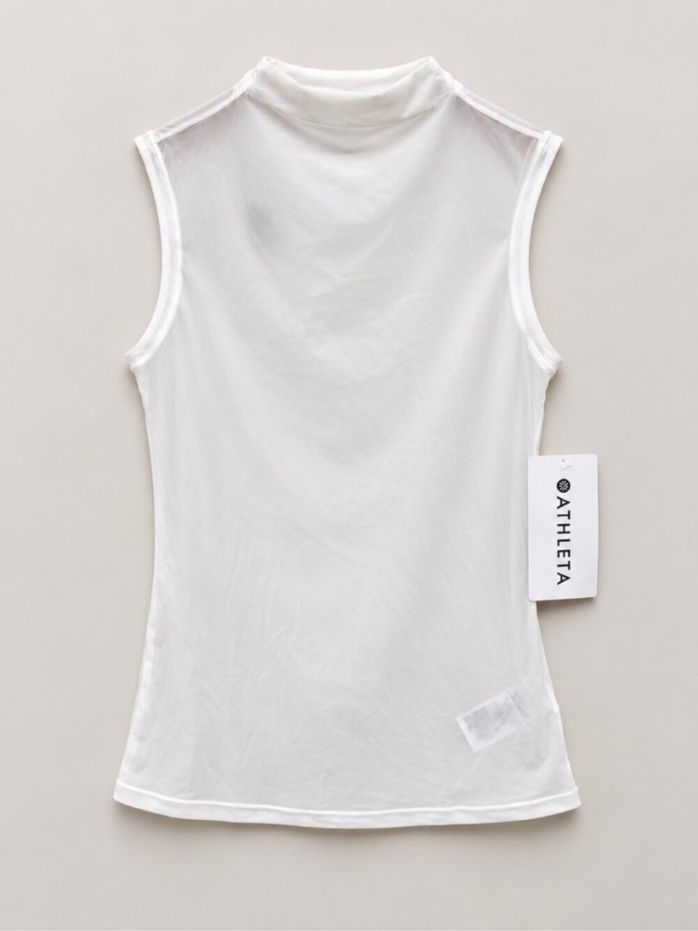 Athleta White Sheer Mock Neck Tank Top XS NWT